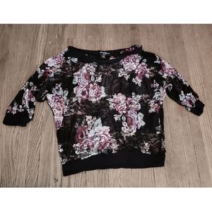 Black Floral Lace Blouse